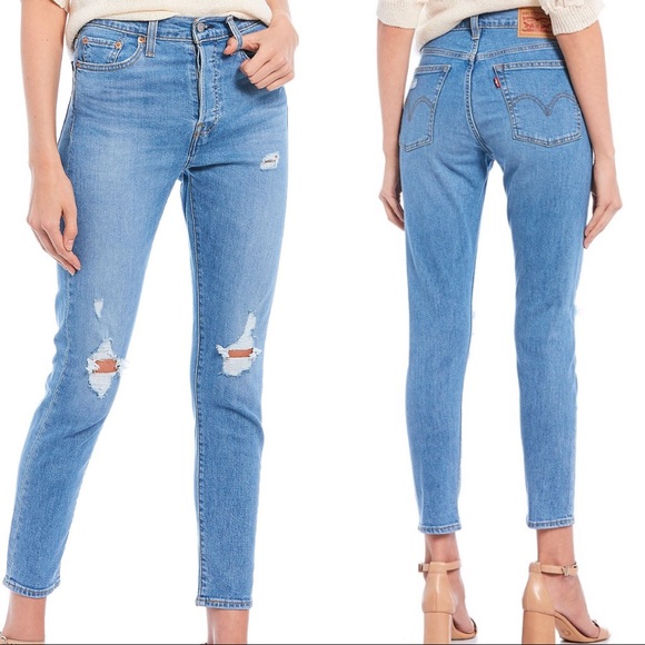 Levi’s Wedgie Fit High Rise Distressed Crop Jeans - Picture 1 of 16